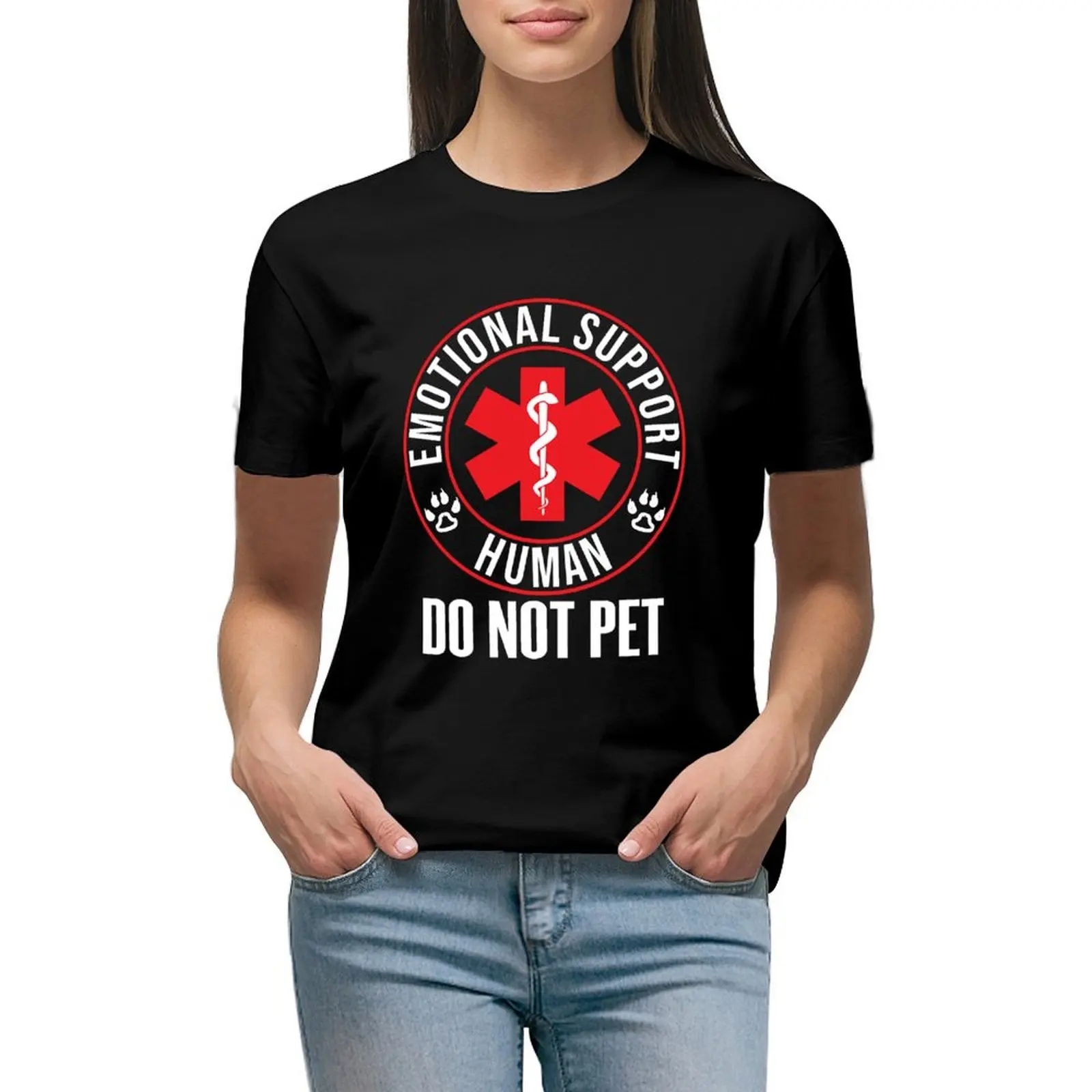 

Emotional Support Human Do Not Pet - Service Dog Love Humor T-shirt graphics oversized western t shirts for Women