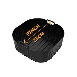 23CM Square Silicone Air Fryer Baking Liner Accessory (Black)