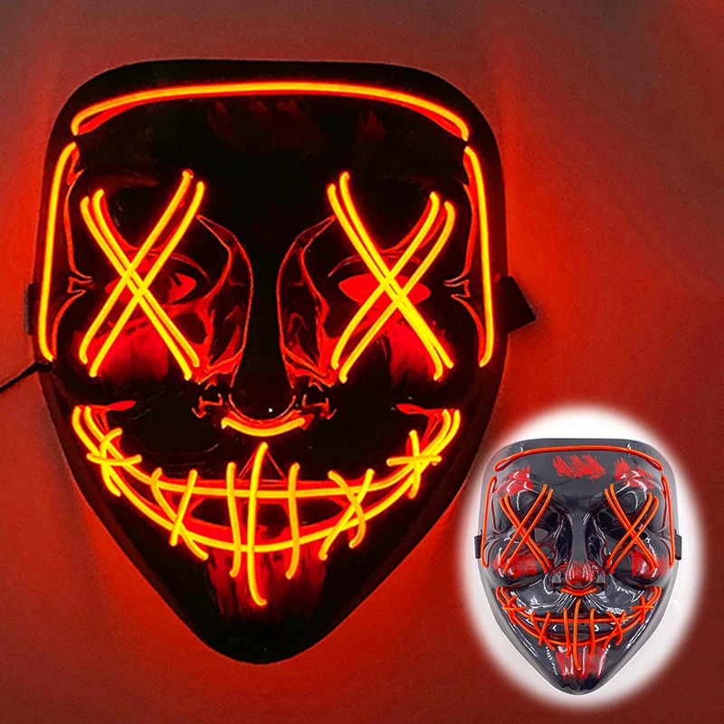 Halloween Luminous Neon Mask Led Mask Masque Masquerade Glow In The Dark Purge Masks Cosplay Costume Supplies masquerade mask full face mask half face mask