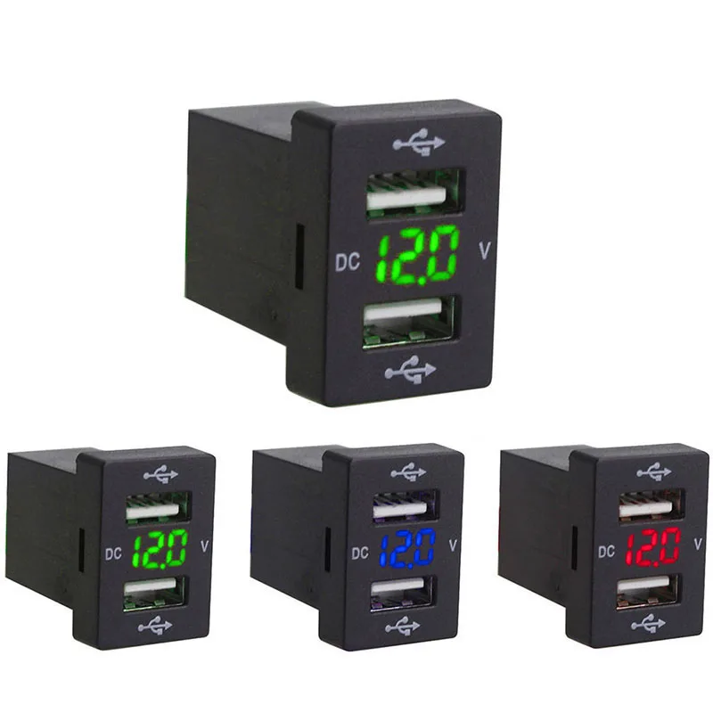 2,1 A Dual USB Auto Buchse Ladegerät 12-24 V Werbe LED USB Auto Power Adapter Ladegerät Für Toyota für Handy Auto Ladegerät D5