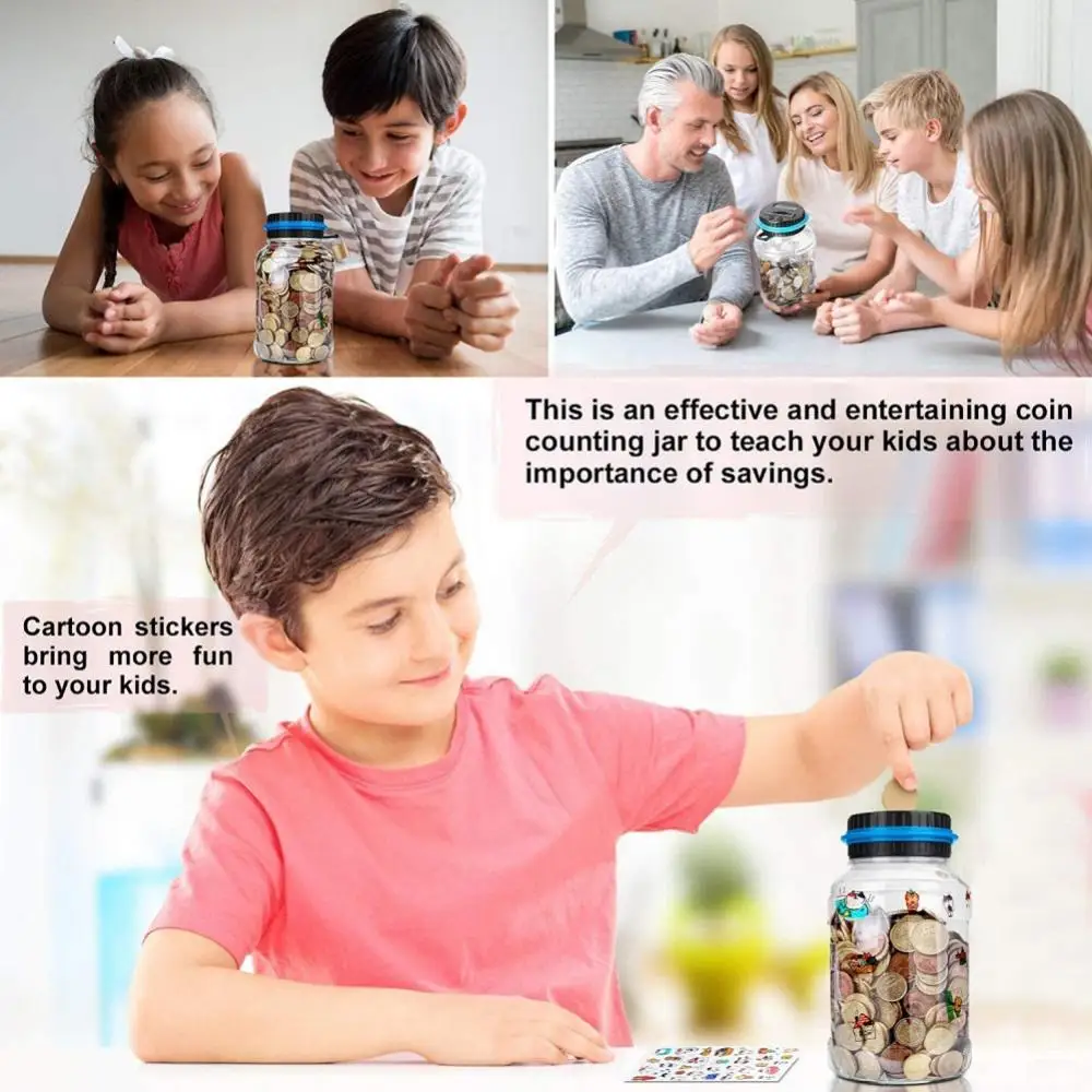 Transparent Piggy Bank Electronic Counting Piggy Bank Automatic Calculation 1.5l Kid Gifts Intelligent Piggy Bank Store Records 3