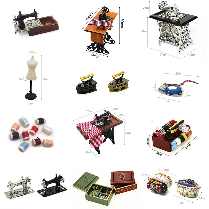 1 12 Miniatur N hmaschine Eisen brett Wohn m bel Schere Kleidung 