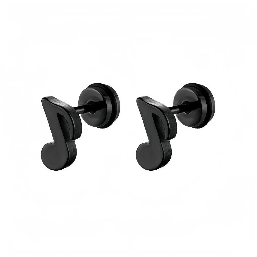 1 Paar kleine zierliche Musiknoten-Ohrstecker aus Edelstahl für Damen und Herren, Schraubverschluss, modischer Konzert-Dressing-Schmuck, Geschenke – Detail 5