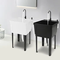 49*40.5*30cm White/black Freestanding Utility Sink with Zinc Alloy Finish 1-Handle Faucet 3