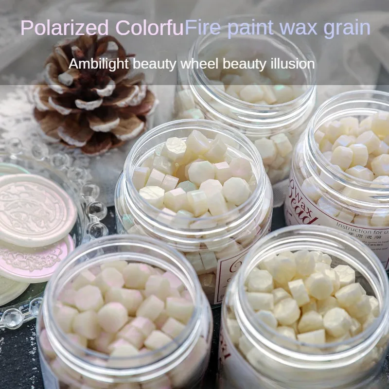 180pcs Pearlescent Colorful Polarized Fire Paint Wax Grains Gilded Retro Seal Seal Envelope Sealing Wax Canned Invitations wax seal stamp