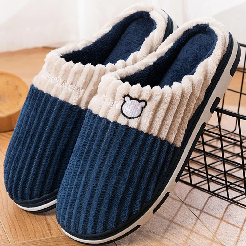 Cotton Plush Slippers for Women and Men Non Slip Warm