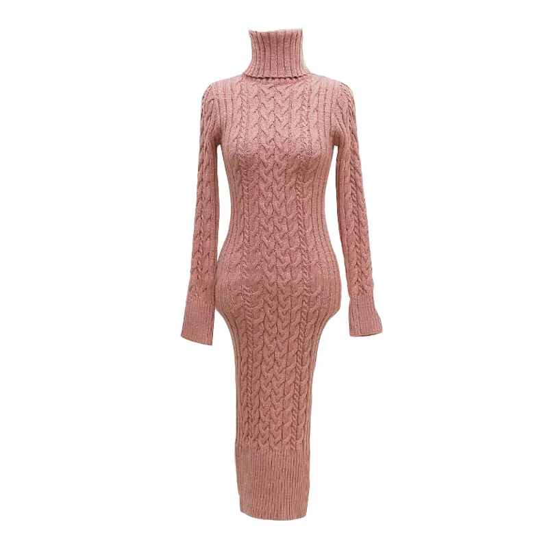 

2024 Spring/Autumn Korean Fashion Women's Sexy High-neck Slim-fit Bag Hip Over Knee Temperament Goddess Dress Bodycon Dress Maxi