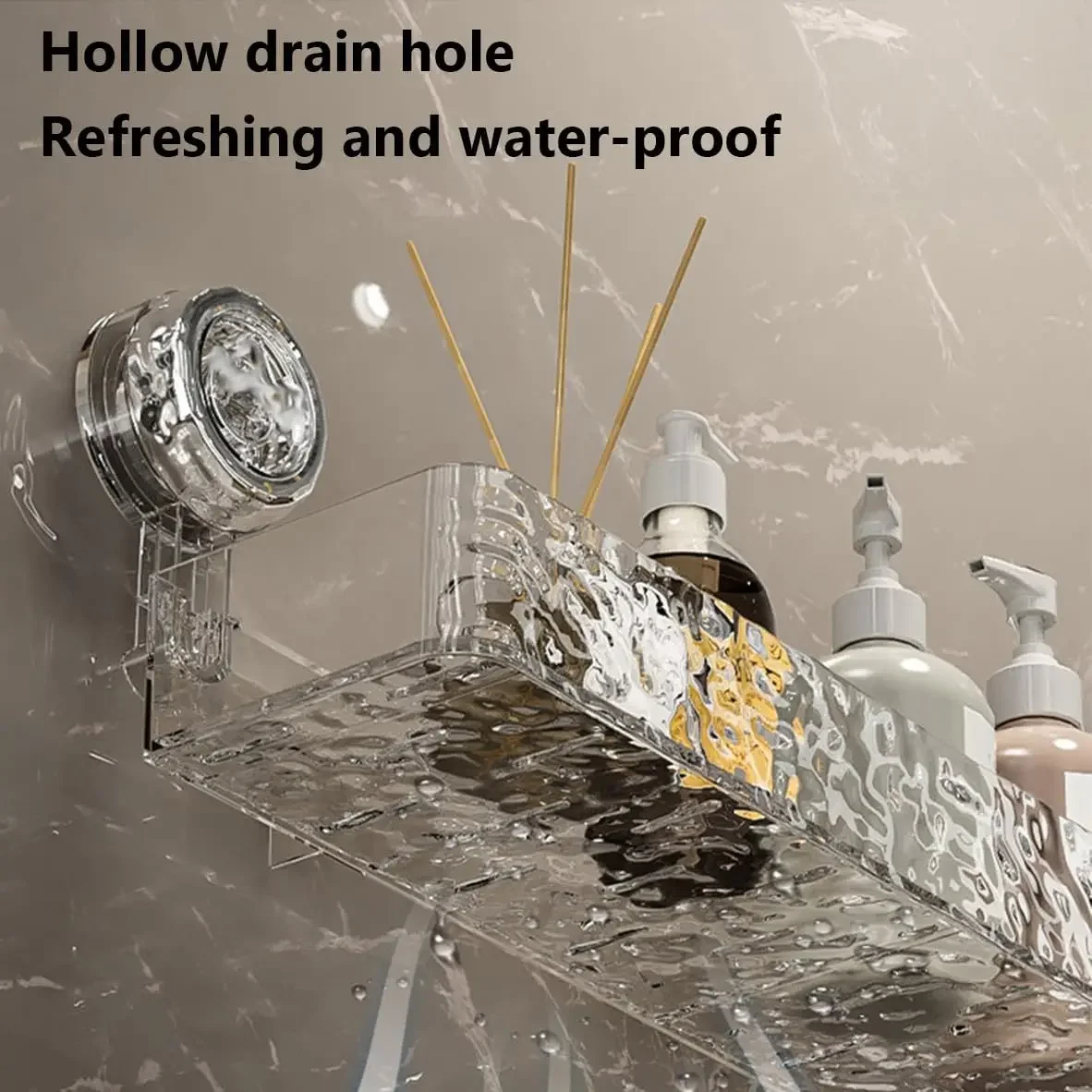 Corrugated Suction Cup Storage Holder Light Luxury Style Glacier Pattern Suction Cup Shelf No-Drill Bathroom Suction Storage Box 5
