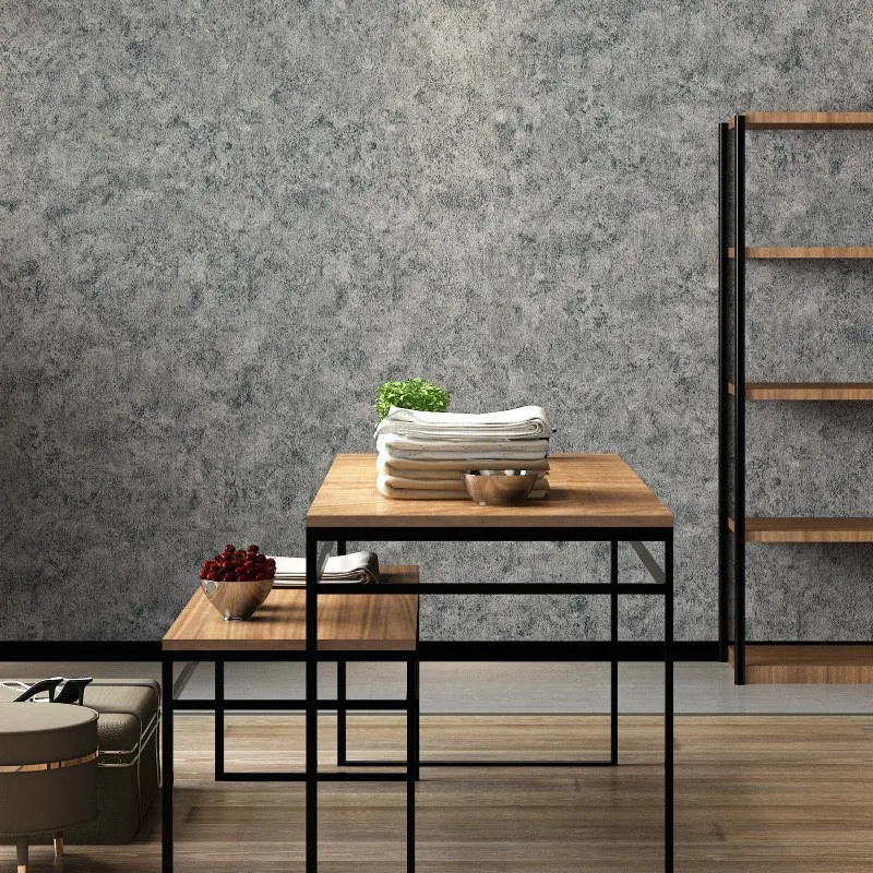 Wallpaper Self-adhesive Paper Industrial Wind Bedroom Clothing Store Gray Micro-cement Waterproof Wallpaper