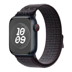 Nylon Loop Sport Strap Bracelet - 38mm 40mm 41mm (Black with Blue)