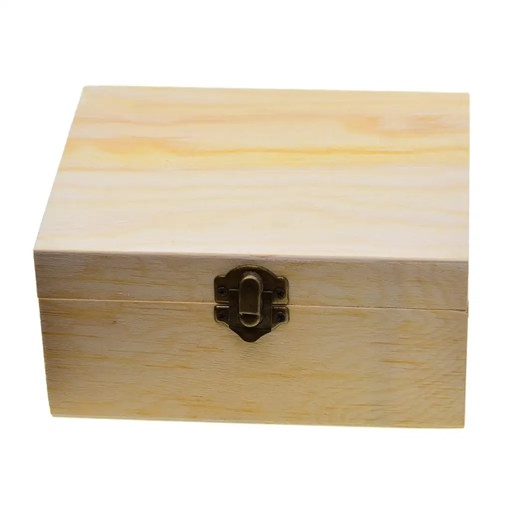 Natural Plain Double Layer Wooden Storage Box Portable Large Capacity Jewelry Organizer Decoupage Display Case with Mirror Tray