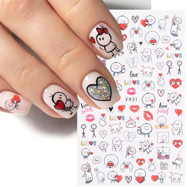  Valentine's Day Nail Art Stickers Decals 3D Self