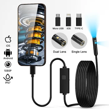 Type-C Endoscope HD1080P 3in1 Micro USB Single Dual Camera for IOS iphone Android Phone Waterproof LED Pipe Inspection Borescope 1