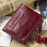 CONTACT'S Genuine Leather Short Wallets for Women Luxury Designer Coin Purse Female Money Clip Card Holder Customize Men Wallets