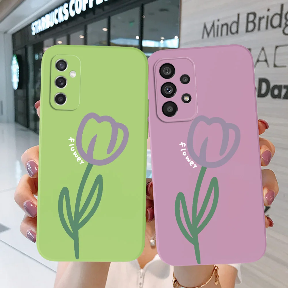 Custodia Per Samsung Galaxy S23 S22 Plus Ultra S23 5G Cover Per Telefono Soft Silicon Flower Purple