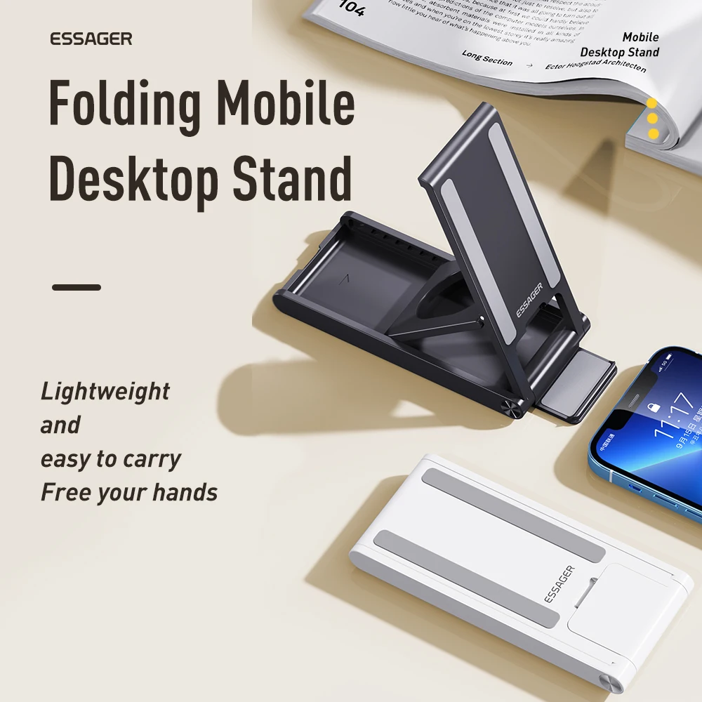 Essager Foldable Desktop Holder Portable Mini Moblie Phone Stand For iphone14 13 Pro Max iPad Xiaomi Desk Bracket Portable Stand