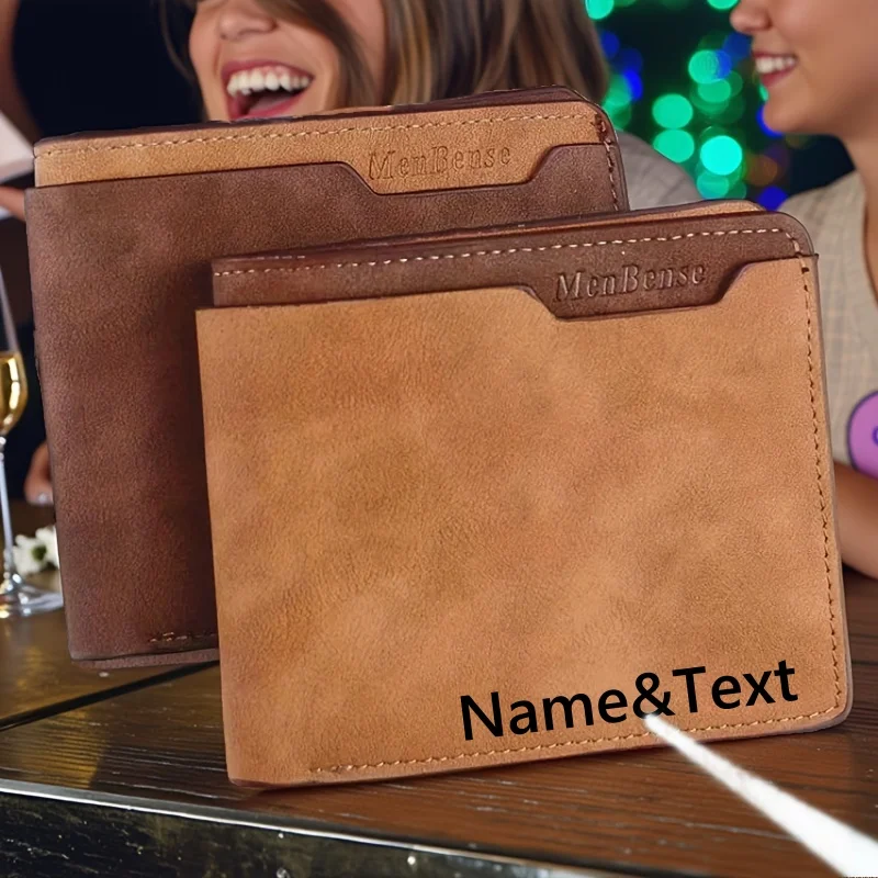 Personalized Vintage-Style Brown Faux Leather Wallet