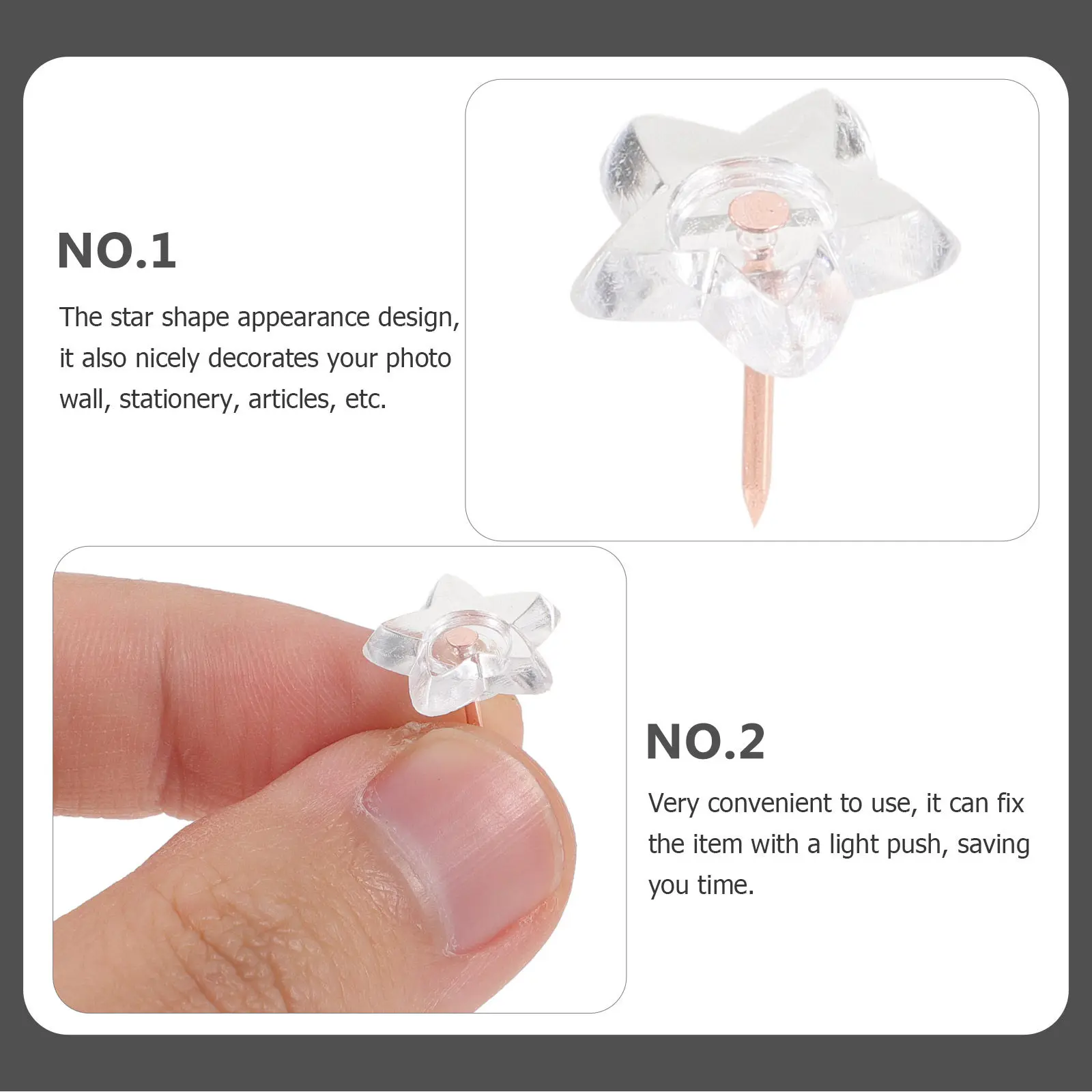 100Pcs 투명한 별 모양의 압정 플라스틱 푸시 핀 게시판지도 사진 벽을위한 창조적 장식 드로잉 핀