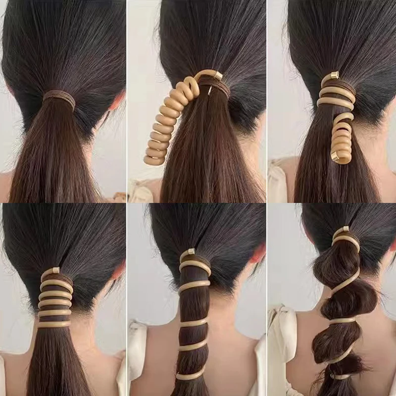 Hair Clips Women Ponytail Hair Rings Clips Telephone Cord Hair Hairpin Simple Magic Lazy Bubble Braid Tool Hair Accessories