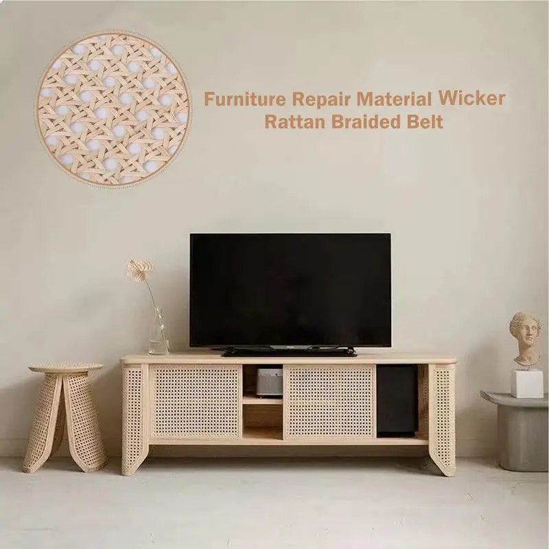 Rattan Webbing Roll Woven Open Mesh Cane Webbing Roll Wicker Sheet Outdoor Chair Table Furniture Repair Tables Caning Supplies
