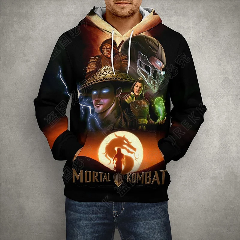 Толстовки Mortal Kombat с 3D принтом осенние толстовки капюшоном и длинным рукавом для