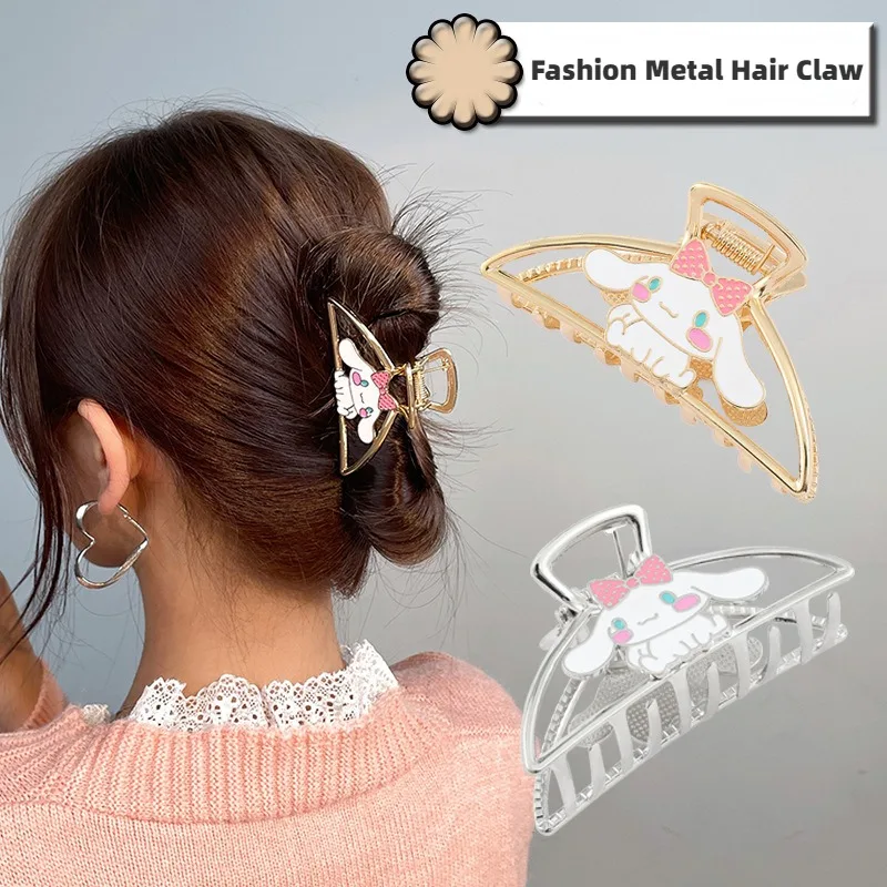 

Sanrio Kuromi Cinnamoroll Fashion Metal Hair Claw Sweet Girl Hair Accessories Hairpin Gold Color Hollow Geometric Hair Clips