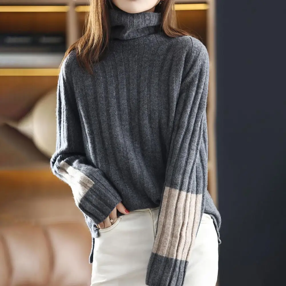 

Women Stretchy Sweater Cozy Women's Turtleneck Sweater Warm Knitted Pullover with Neck Protection Soft Thick Autumn/winter Lady