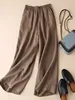 Cotton Wide Leg Pants Women's  Color Summer New Sle Nine Points Drapey Loose Casual Pants Korean Sle High Waist