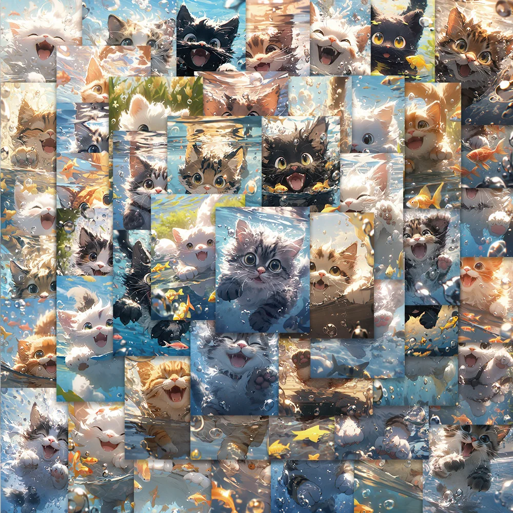 

10/30/50PCS New INS Cat Animal Stickers Cartoon Creative Animation iPad Desk Luggage Car Chair Decoration Waterproof Wholesale