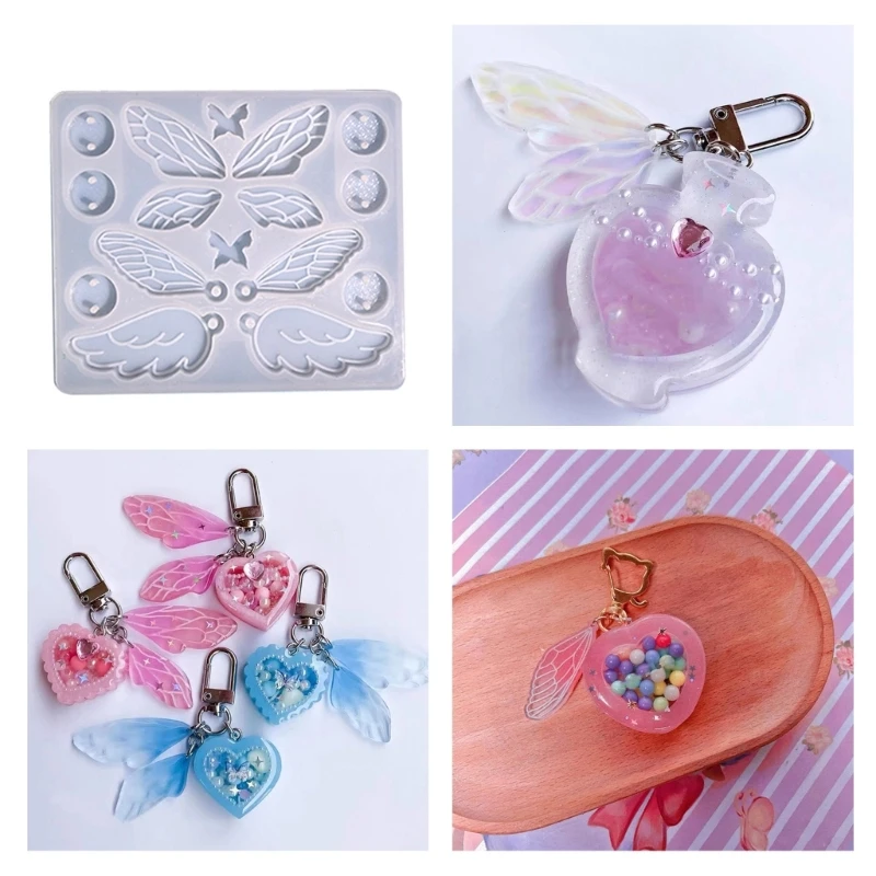 

2024 New Wings Earring Resin Mold Keychain Silicone Mold for Car Pendant Home Decors Crystal Epoxy Resin Mold Jewelry Making