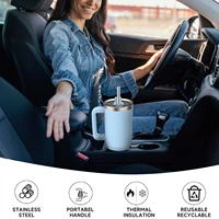 Watersy 40oz/1200ml Tumbler with Handle & Straw Lid Stainless Steel Insulated Cup Keep Cold Thermal Mug Portable Car Travel Cup 3