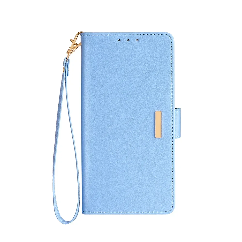 Magnetic Leather Flip Wallet Case with Card Slots and Side Buckle - Shockproof Cover