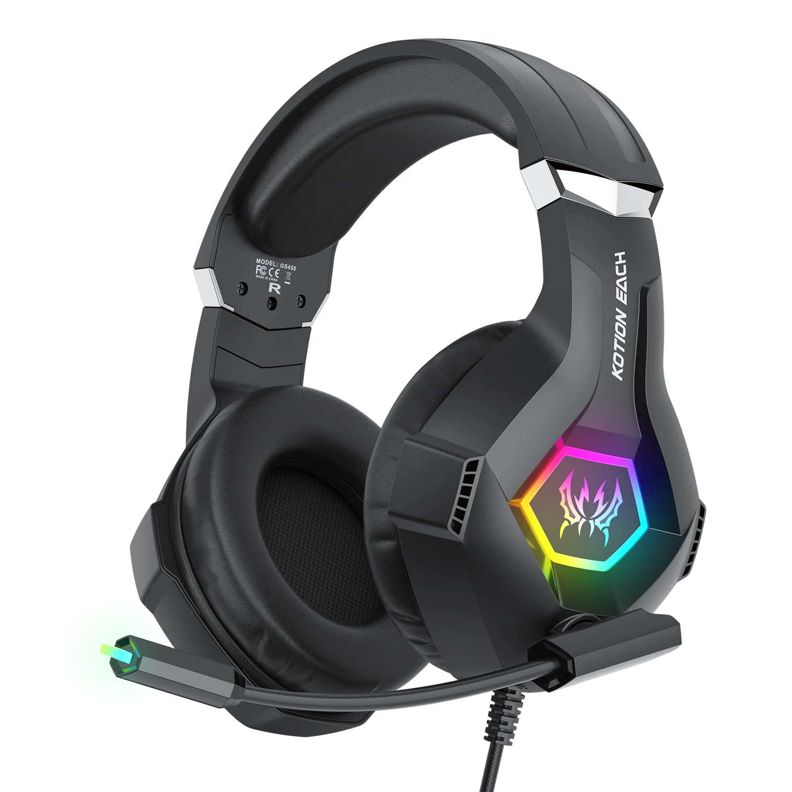 Gaming E-sports Headset with Adjustable Noise-Canceling Mic & Ergonomic Over-Ear Headband Compatible with Laptop Computer PC