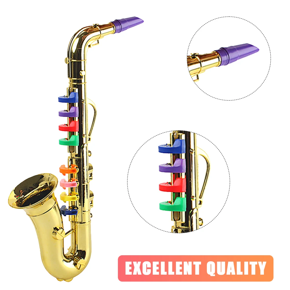 Toy Saxophone Kids Saxophone Toy Plastic Trumpet Toys Children Musical Instruments Party Props Kids Learning Accessories Gold
