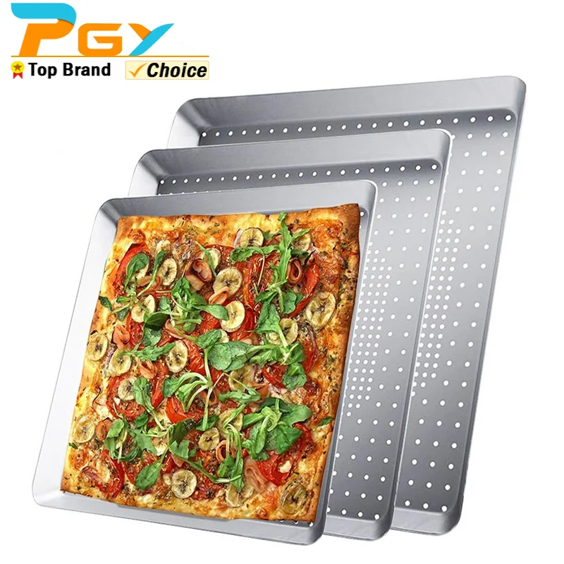 Square Pizza Baking Pans with Holes 8/10/12inch Aluminum Alloy Nonstick