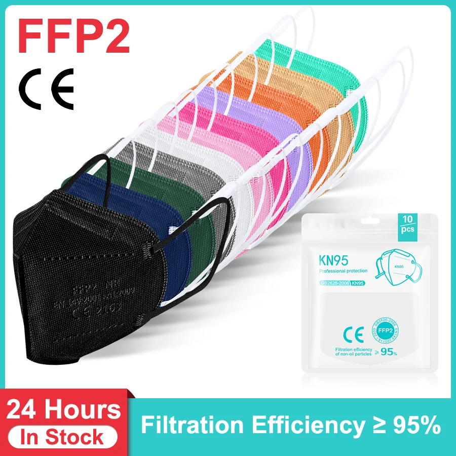 Adult FFP2 Mask 5 Layers CE FPP2 Face Approved Mascarillas fpp2 certified Black White Pink Reusable KN95 |