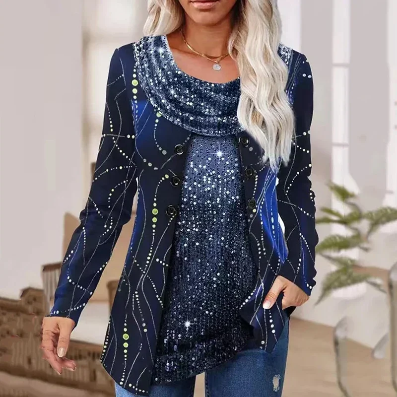 

Женская футболка с длинным рукавом и круглым вырезом, на осень/зиму