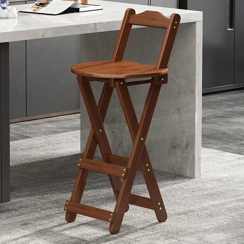 Portable Bar Chair Furniture Milk Tea Shop Cashier High Stool Living Room Back Dining Chair Modern Simple Folding Stool