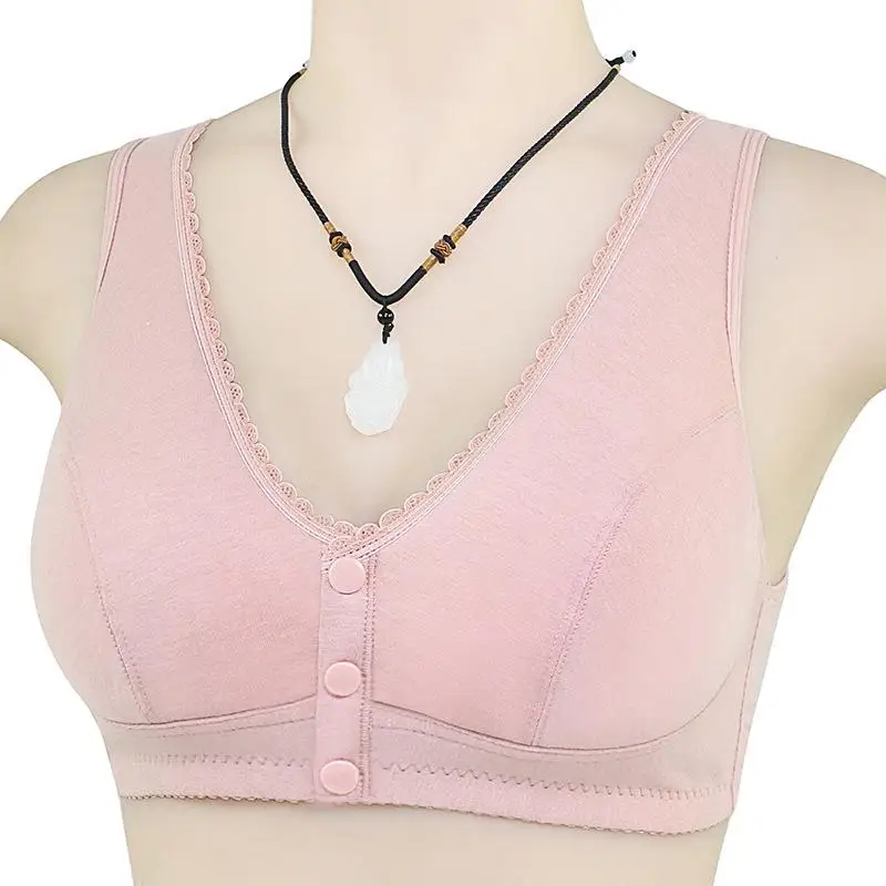 Womens bra full cotton front closure vest soft intimate plus size wide strap
