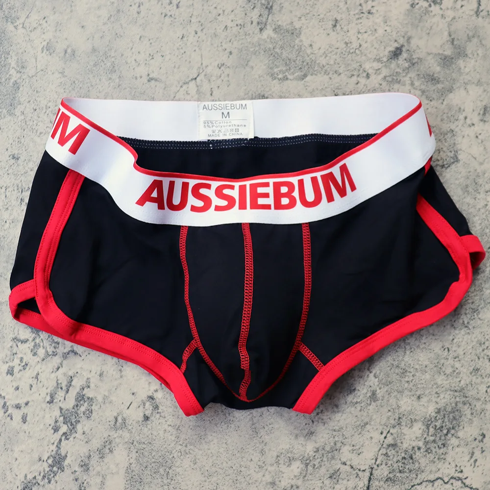 Boxer Shorts Aussiebum Men's Boxers U convex design Jockstrap Panties College style Youth Solid Color boxer shorts