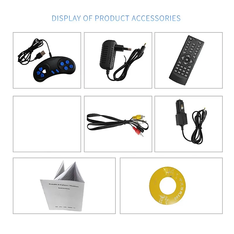 DVD Player Mini 7.8 inch Desktop Digital Smart TV CD EVD Disc Players Remote Control Portable Travel 270&deg; Rotatable Screen