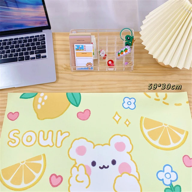 1pc Kawaii Mouse Pad Large Cherry Bunny Non-slip Desktop Table Mat Student Desk Mat Cute Bear Bunny Mouse Pad Large Game Mat lemon