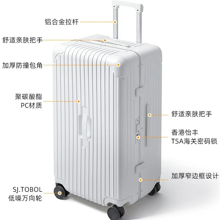 PLUENLI Large Capacity Luggage Women's Aluminum Frame Trolley Case Thickened Luggage Case Suitcase Password Box Boarding