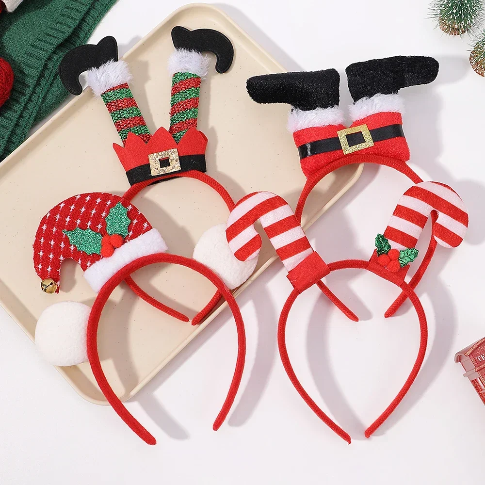 

Рождественские повязки на голову для детей и взрослых, Красная рождественская повязка на голову с Санта-Клаусом, снеговиком, оголовьем, рождественские украшения, подарки для девочек