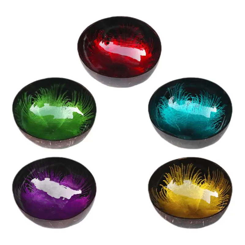 

Coconut Bowl Reusable Candy Bowl Natural Key Holder Uniquely Colored Polished Decorative Salad Bowls Acai Bowls Home Decoration