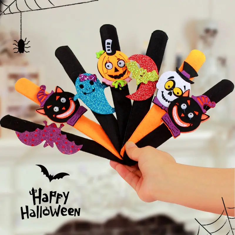 Halloween Decorations Children'S Bracelets Pumpkin Ghosts Clapping Rings Cute Props Spider Skeleton Bracelet Set