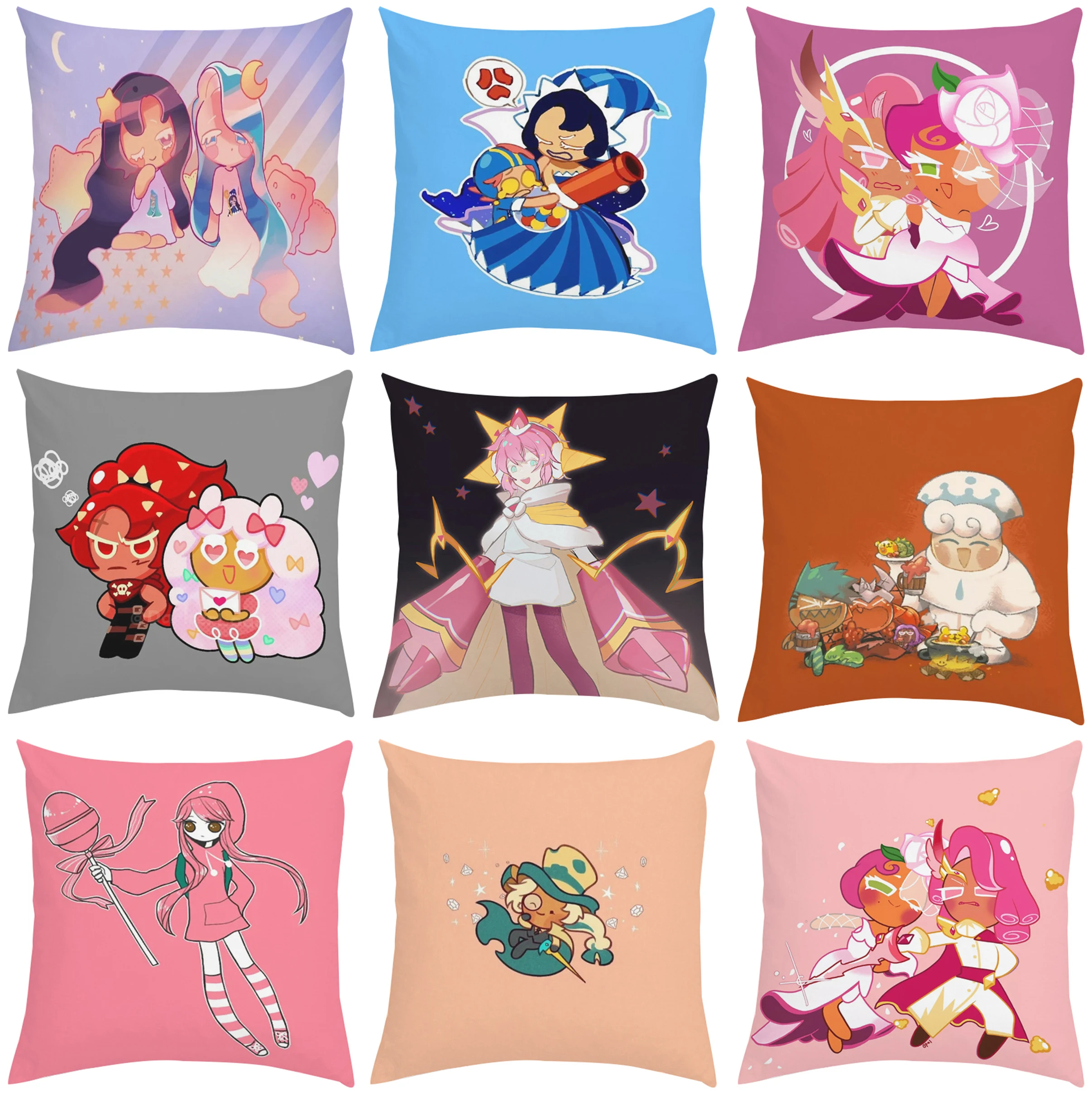 

45x45cm pillowcase Strawberry Cookie anime double-sided printed sofa cushion cover office chair waist backrest bedside backrest