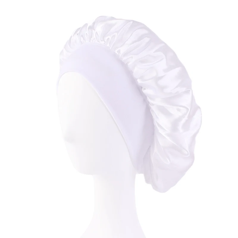 Women's Satin Wide-Brimmed Sleep Bonnet with Elastic Band