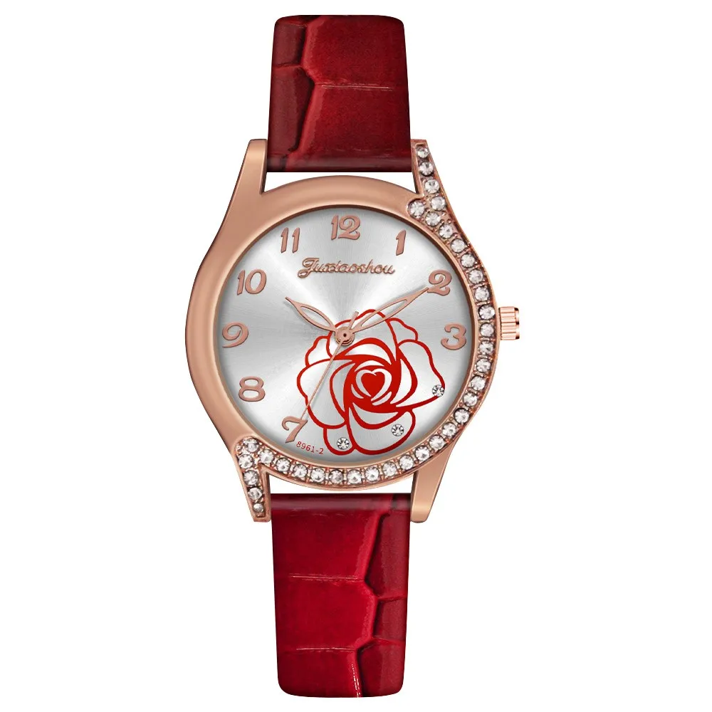 

Luxury Golden Skeleton Leather Strap Elegant Ladies Women's Rose Watch Mechanical Watch Top Brand Hand Wind Wristwatch Gift