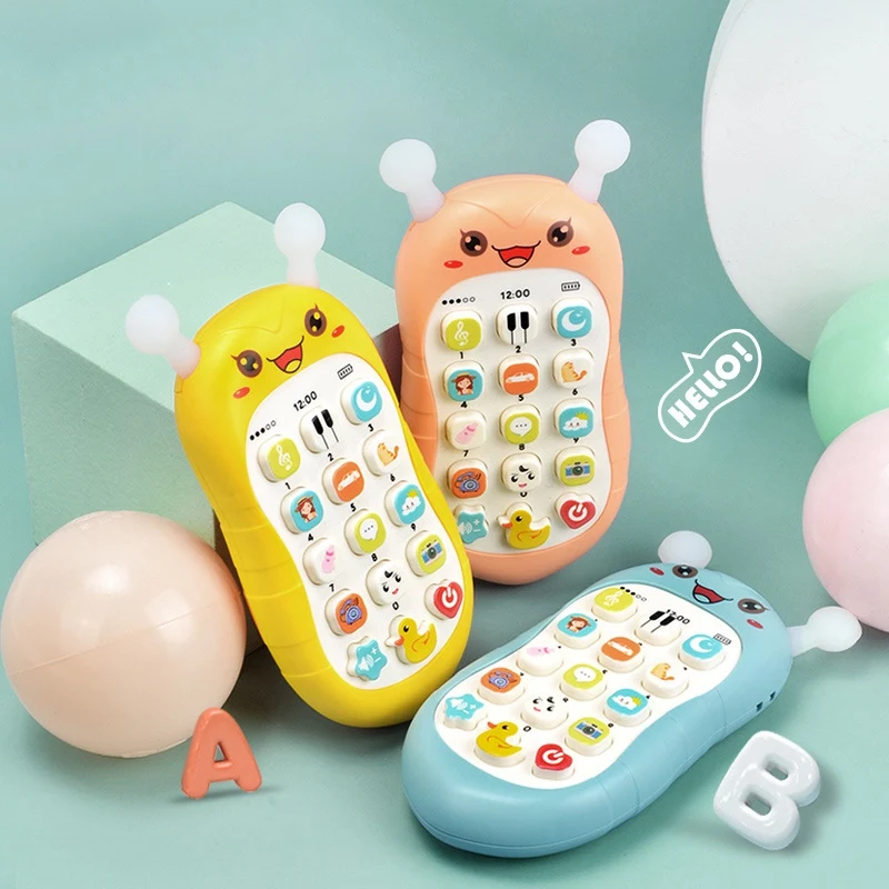 Baby Toys Music Sound Cartoon Telephone Sleeping Phone Shape Teether Simulation Phone Infant Early Educational Toddler Gifts kids cell phone toy music sound telephone sleeping toys with teether simulation toys phone infant early educational toys